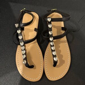 Mystique Crystal Heart Sandals - NEVER WORN! Women’s 9